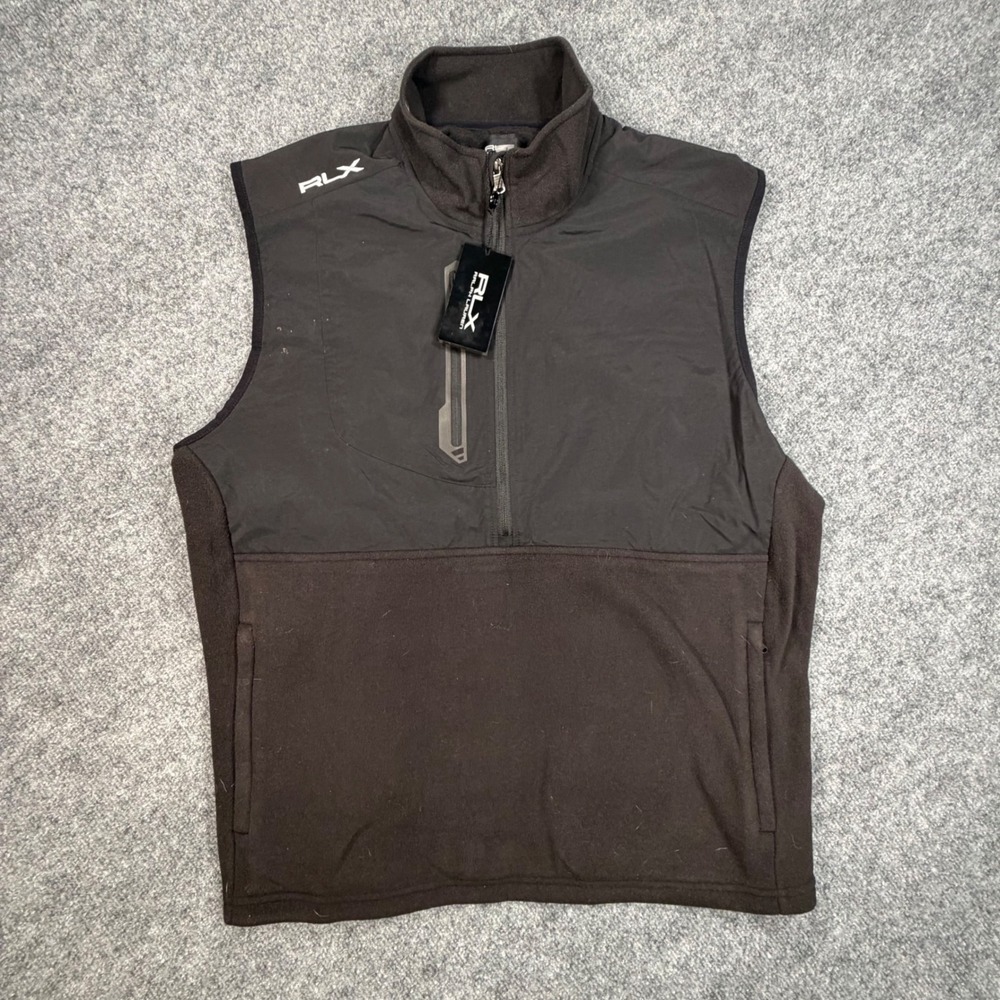 NEW RLX Ralph Lauren Golf Vest Hybrid Fleece Black Mens XL 784900449001 0930